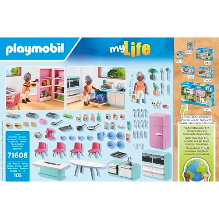 Playmobil® Konstruktions-Spielset Küche mit Essplatz (71608), myLife, (105 St), Made in Europe – Bild 5