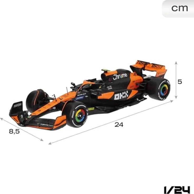 Bburago F1 McLaren MCL38 2024, Diecast-Modellauto im Maßstab 1:24 mit Fahrerfigur Norris, offizielle McLaren-Farben, für Sammler ab 14 Jahren – Bild 3