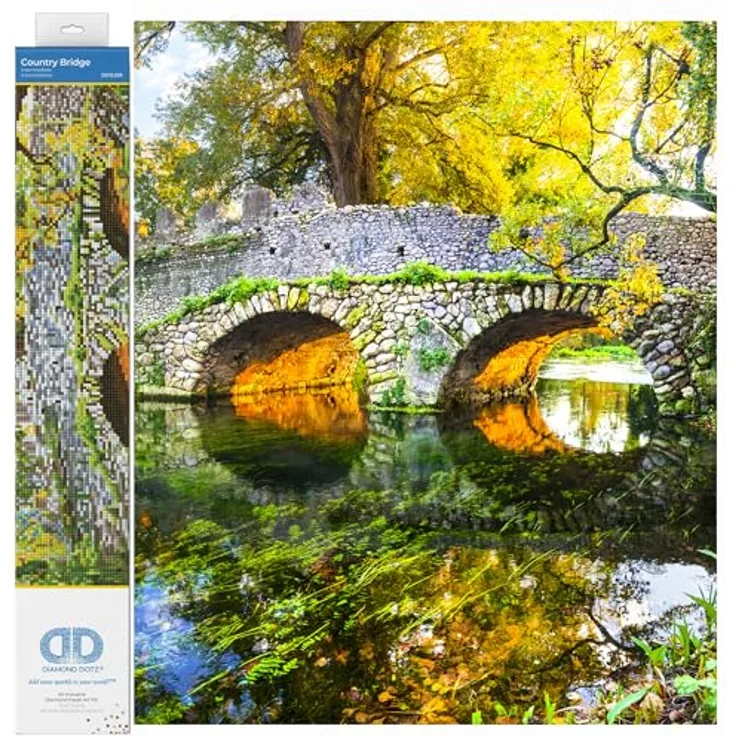 DIAMOND DOTZ 2592171, 5D Diamond Painting Set "Brücke", DIY Diamant-Malerei-Kit mit runden Glitzersteinen, 51 x 51 cm, Schwierigkeitsgrad: schwer, für Erwachsene und Kinder ab 12 Jahren