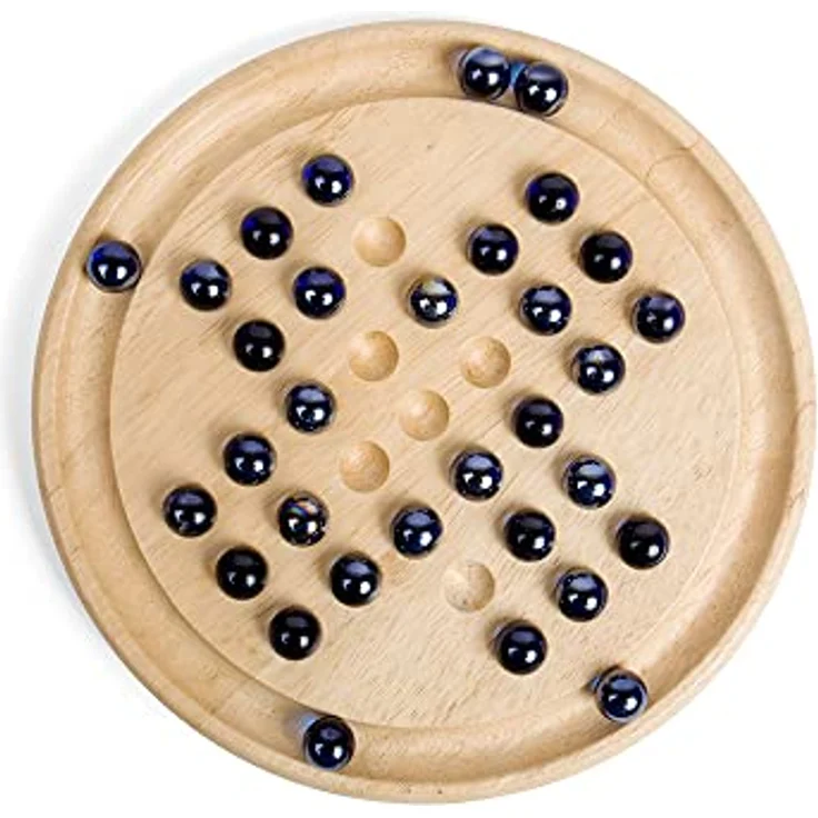 Bigjigs Toys Solitär, Kreisförmiges Holzbrett & Marmor, ab 1 Jahr, Brettspiel – Bild 5