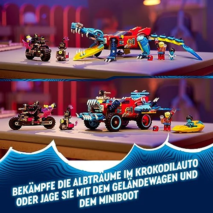 LEGO 71458 DREAMZzz Krokodilauto, 2in1 Set als Monster Truck oder Krokodil-Spielzeug-Auto, mit Minifiguren Cooper, Jayden und Nachtjäger, kreatives Geschenk für Kinder ab 8 Jahren – Bild 5