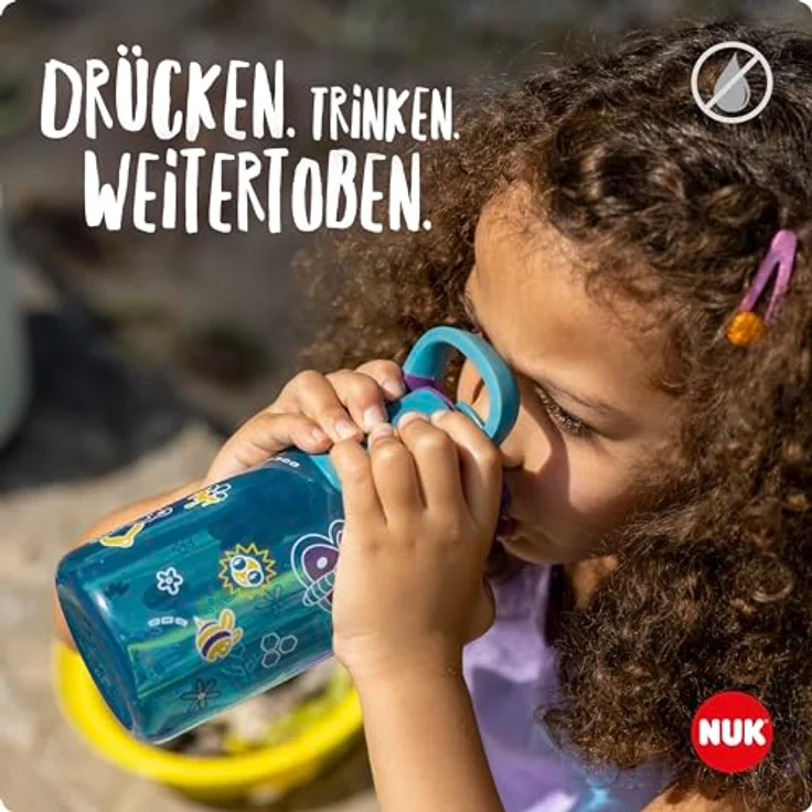 NUK By Contigo Easy Straw Cup, Auslaufsichere Trinkflasche mit Trinkhalm für Kinder ab 4 Jahren, BPA-frei, spülmaschinenfest, 420 ml, Dinosaurierdesign – Bild 3