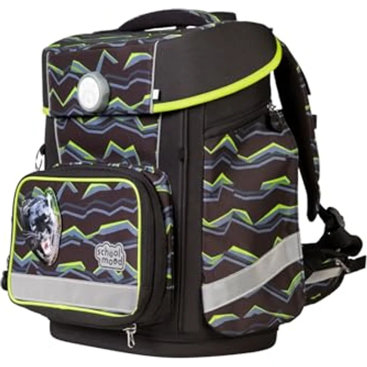 SCHOOL-MOOD® Schulrucksack Champion Maxx Pro Finn (Raubkatze), 7-tlg. Set mit höhenverstellbarem System, ergonomischem Rückenpolster und reflektierenden Flächen – Bild 3