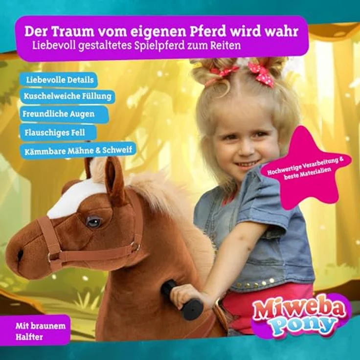 Miweba Pony Amadeus | Reitpferd auf Rollen für Kinder - Stehpferd mit authentischen Bewegungsabläufen - 4-8 Jahre – Bild 3