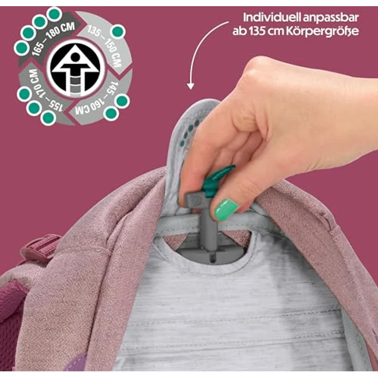 Coocazoo Schulrucksack Mate „Mixed Faded Rose”, ergonomischer & anpassbarer Tornister, höhenverstellbar, mit Brustgurt & Hüftgurt, 30 Liter Volumen, recyceltes Material, ab der 3. Klasse – Bild 5