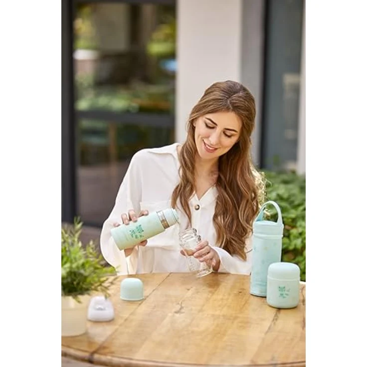 Miniland Silky Food Thermos Mini, Edelstahl-Babynahrungsbehälter mit doppelter Wand, 280 ml, mint – Bild 3