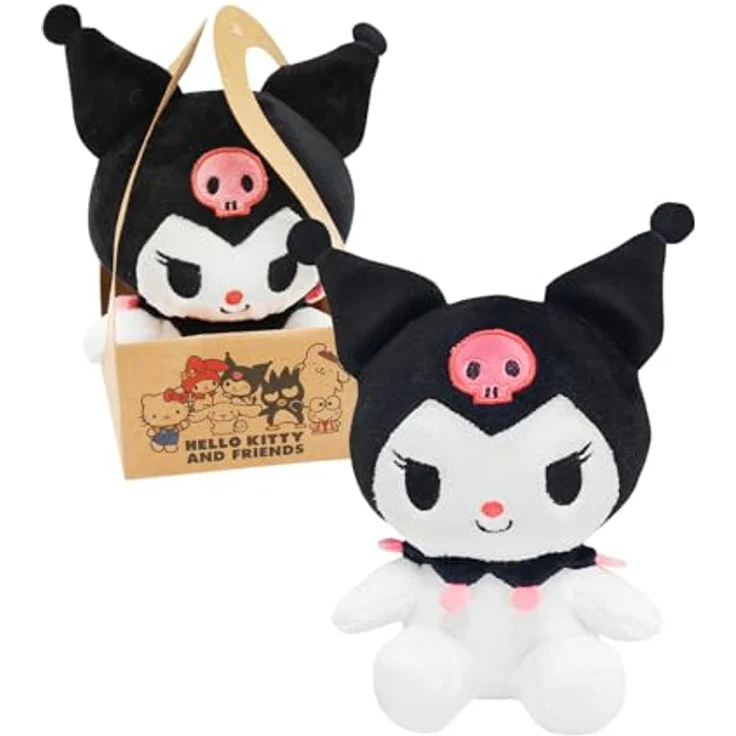 Joy Toy Kuromi Plüsch 14 cm, weiches Kuscheltier in Weiß und Rosa mit stylischem Kartontäschchen – Bild 1