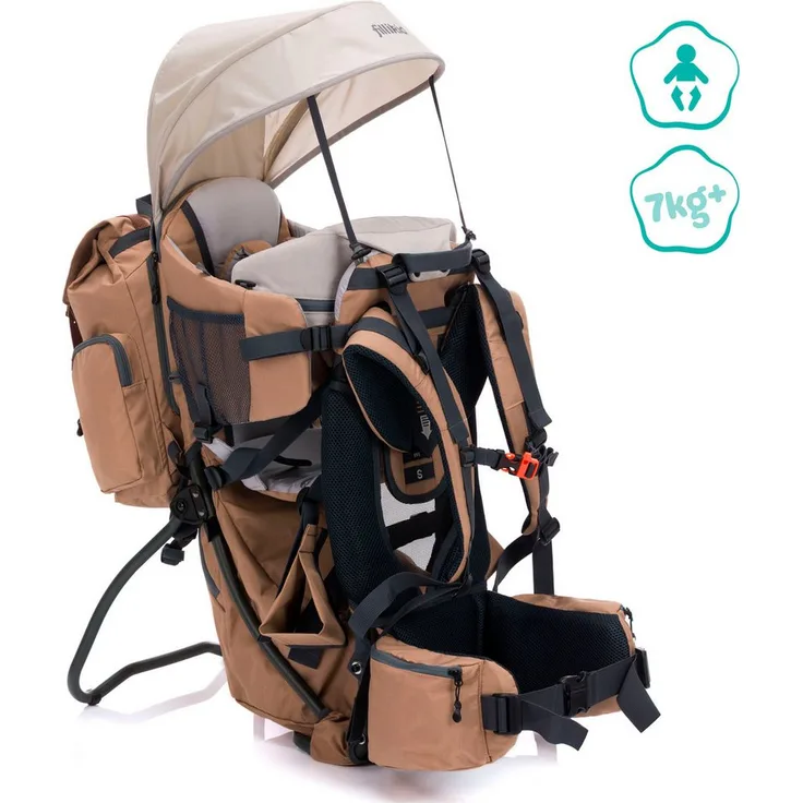 Fillikid Rückentrage Adventure, ergonomische Babytrage mit abnehmbarem Tagesrucksack, frost blue