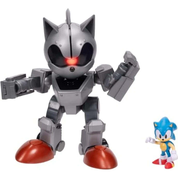 Sonic The Hedgehog – Riesiger Mecha Sonic vs. Sonic, 20,3 cm hochbewegliches Spielset mit Leuchtfunktionen, offiziell lizenziert von Jakks Pacific – Bild 5