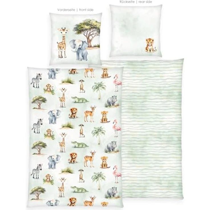 Herding Young Collection Bettwäsche Safari, 100% Baumwolle/Renforcé, Kissenbezug ca. 80x80 cm, Bettbezug ca. 135x200 cm, Markenreißverschluss – Bild 2