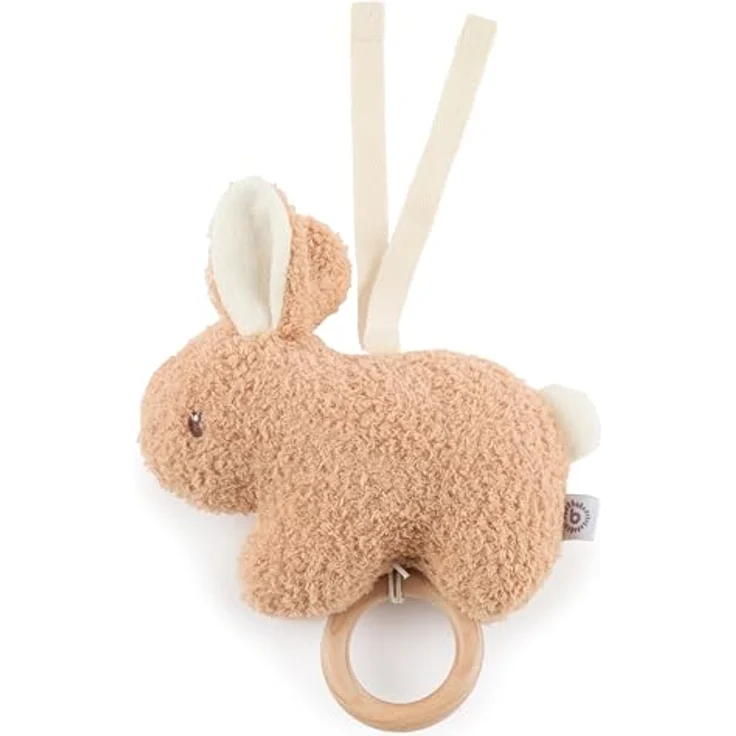 Bieco Musikspieluhr Hase Fine, 20 cm Bouclé Kuscheltier mit Brahms Wiegenlied, fördert das Einschlafen ab Geburt – Bild 1