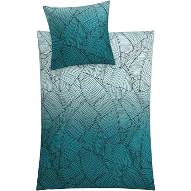 Kleine Wolke 6238675952 Bettwäsche Vero, Maße: 135 x 200 cm und 80 x 80 cm, Farbe: Petrol – Bild 1