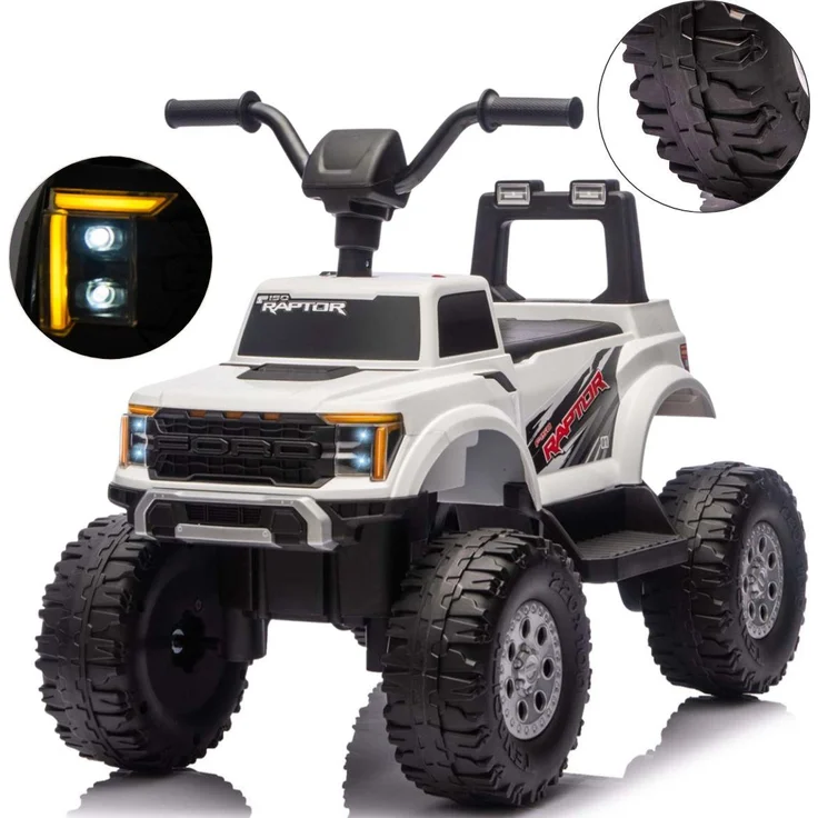Milly Mally Ford F-150 Raptor, Elektroauto für Kinder mit Fernbedienung, LED-Beleuchtung, Offroad-Rädern und 2-Motoren-Antrieb