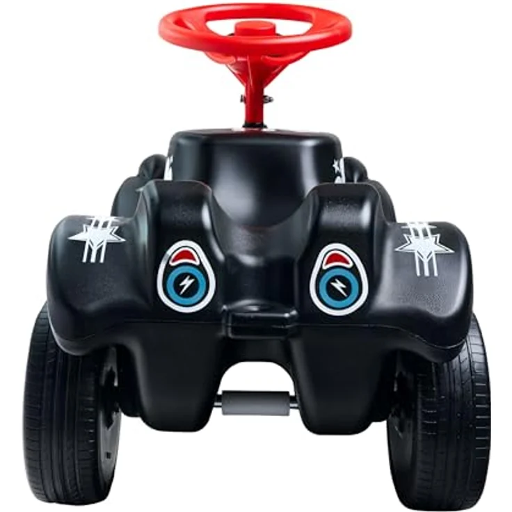 BIG Spielwarenfabrik Big Bobby Car Classic Little Rocker - Rutschauto ab 1 Jahr im Rock n‘ Roll-Design mit rotem Sicherheits-Lenkrad und Hupe, für Kinder ab 12 Monaten (bis 50 kg), schwarz mit Aufklebern – Bild 3