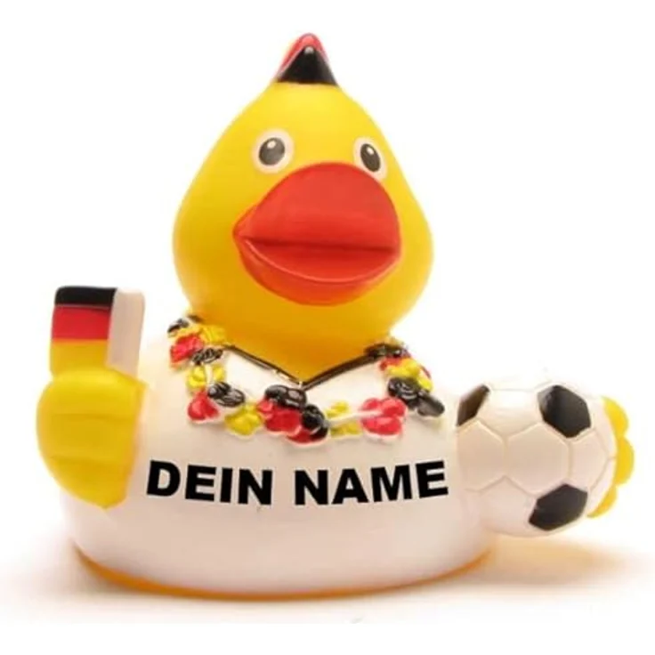 Duckshop Badeente - personalisierbar mit Wunschtext, Deutschland Fan Ente, 8 cm aus Vinyl – Bild 1