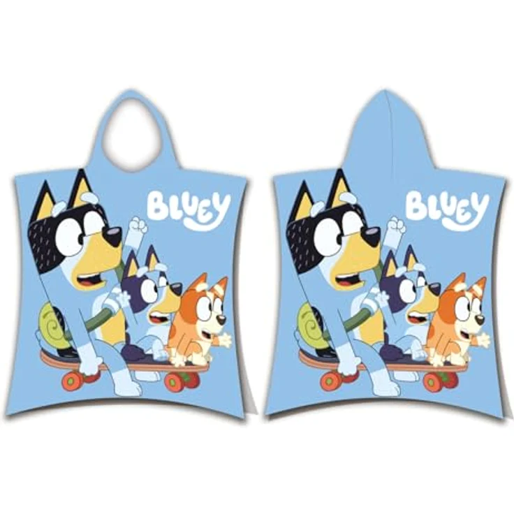 Jerry Fabrics Bluey Handtuch-Poncho, 2-in-1 Kapuzen-Badetuch für Kinder, 50 x 115 cm, super wasserabsorbierend, lizenziert von Bluey – Bild 1