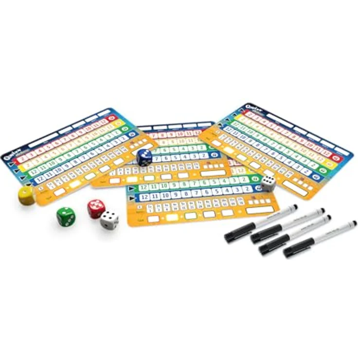 NSV QWIXX Deluxe, Würfelspiel mit 4 abwischbaren Tableaus und 4 Filzstiften – Bild 3