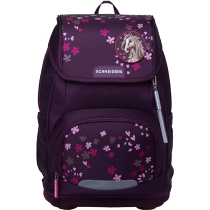 Schneiders Vienna Ergoplus Berry Blossom, 7-tlg. Schulranzen mit ergonomischem Design, 21 Liter Volumen, wasserabweisend und recyceltem Material – Bild 2