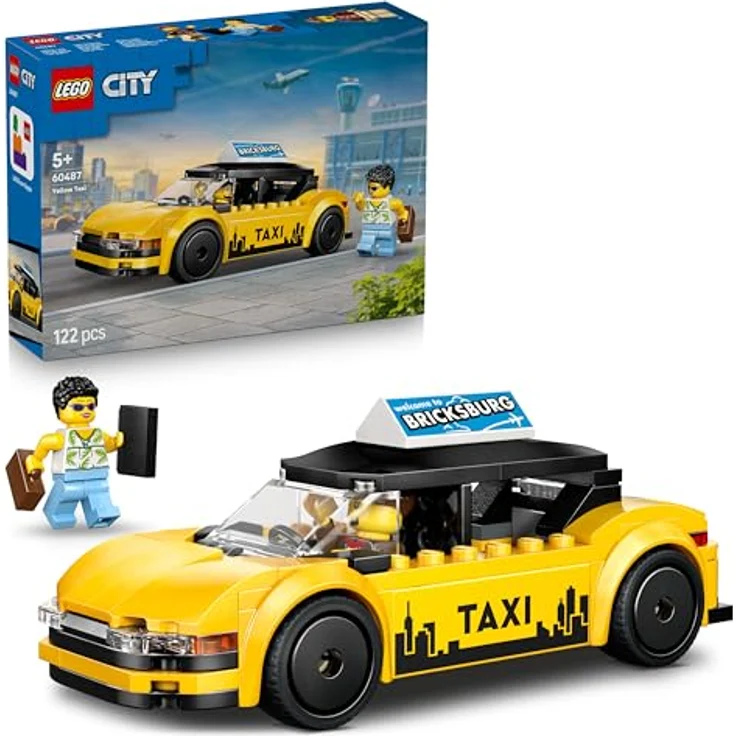 LEGO City Gelbes Taxi (60487), 122-teiliges Spielset für Kinder ab 5 Jahren, Elektro-Design, Maße: 13x5x5 cm – Bild 1