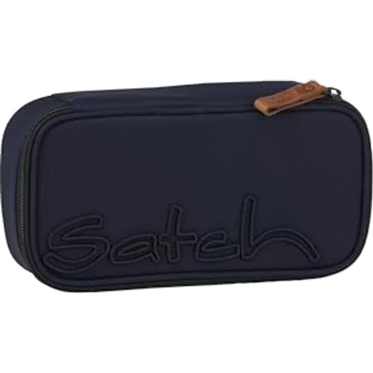 satch Schlamperbox extra groß inkl. Trennfach Reißverschlussfach Stiftehalter Geodreieck Sichtfenster für Stundenplan Nordic Blue - Blau