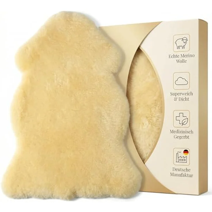 Baby Lammfell LANABEST. Premium Qualität, fabrikfrisch, schadstoffarm. Medizinische Gerbung, 30°C waschbar. Öko-Tex. Deutsches Merino Schaffell. Als Babyfell oder für den Kinderwagen. Geschenkqualität. Länge ca. 70 cm – Bild 2
