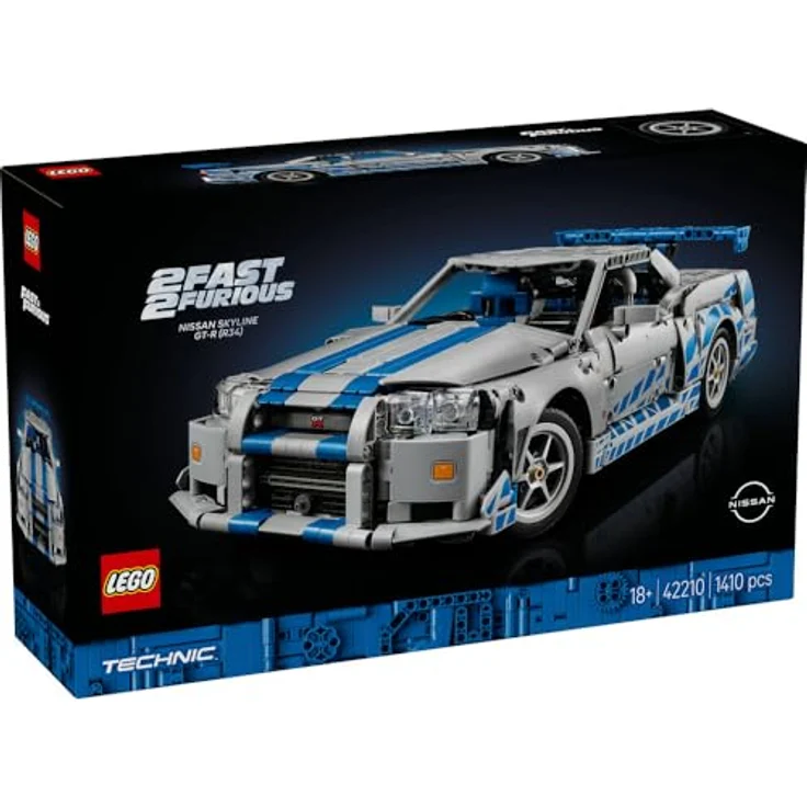 LEGO Technic 42210, 2 Fast 2 Furious Nissan Skyline GT-R (R34) Flitzer Bausatz, 1.410 Teile, mit Driftfunktion und 6-Zylinder-Motor, Mehrfarbig – Bild 3