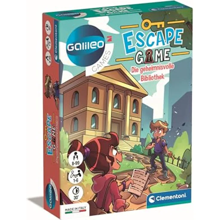 Clementoni Galileo Escape Game - Die geheimnisvolle Bibliothek - Escape Spiel für Kinder ab 8 Jahren - Gesellschaftsspiel & Familienspiel 59370, Lernspaß für Groß & Klein