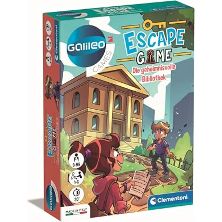 Clementoni Galileo Escape Game - Die geheimnisvolle Bibliothek - Escape Spiel für Kinder ab 8 Jahren - Gesellschaftsspiel & Familienspiel 59370, Lernspaß für Groß & Klein – Bild 1