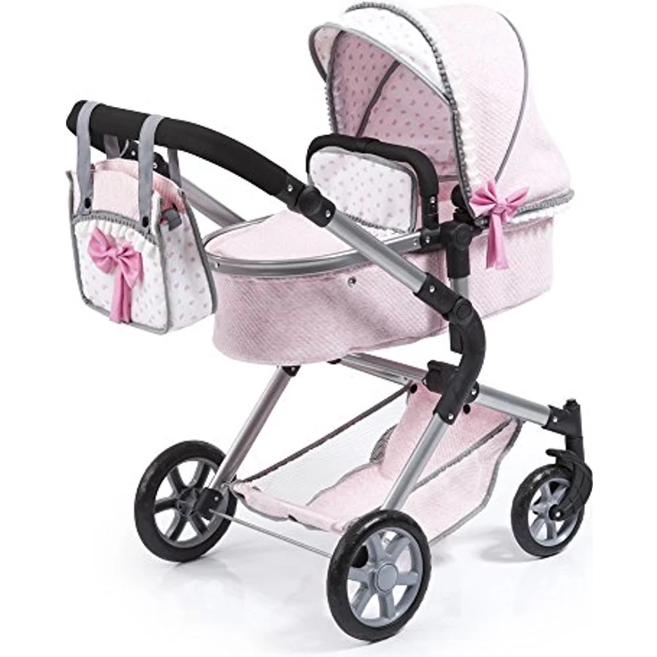 CLAUDIO REIG Puppenwagen Rosa, Cabrio-Kombi mit verstellbarem Griff, inklusive Kissen und Tasche – Bild 1