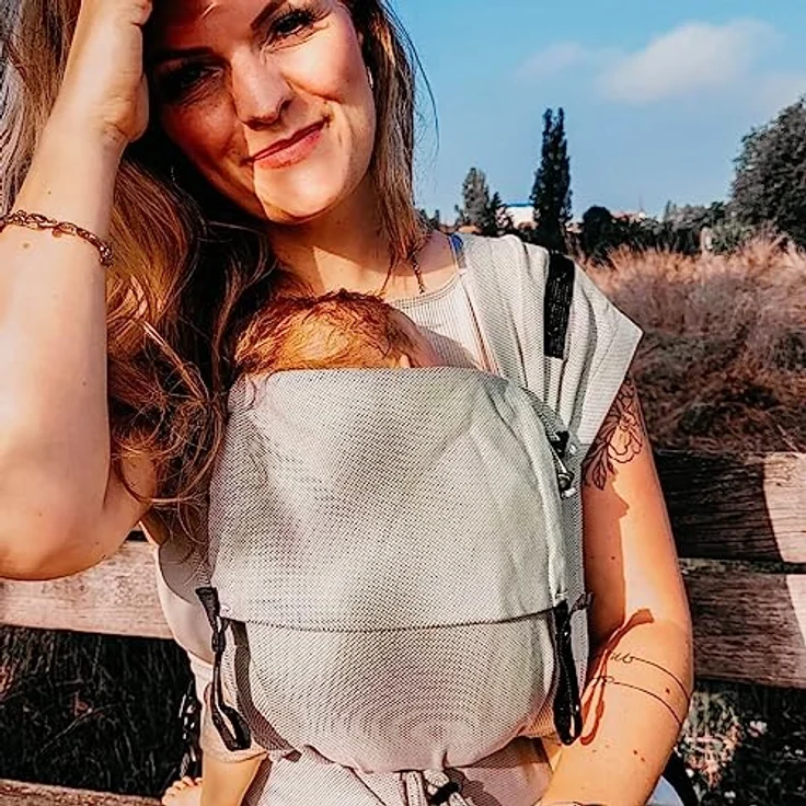 Hoppediz Babytrage Primeo, Bauch- und Rückentrage aus 100 % Bio-Baumwolle, ab Geburt (2,5 kg), einstellbar, von Trageschulen entwickelt – Bild 4