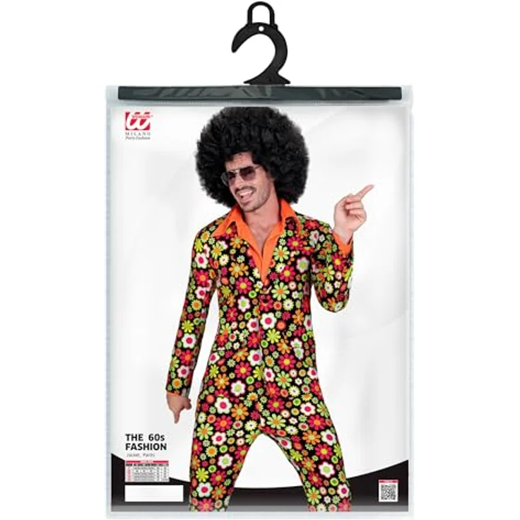 WIDMANN Kostüm 60er Jahre Anzug, Hippie Jackett und Hose, Flower Power Design, Größe L – Bild 4