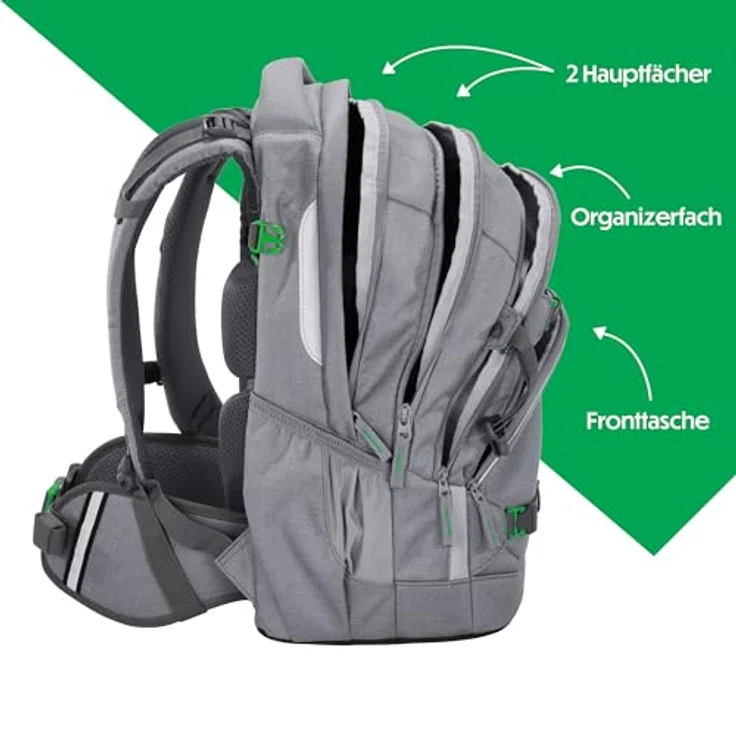 Coocazoo Schulrucksack Mate „Mixed Silver Dust”, ergonomischer & anpassbarer Tornister, höhen- & größenverstellbar, mit Brust- und Hüftgurt, grau, 30 Liter Volumen – Bild 3