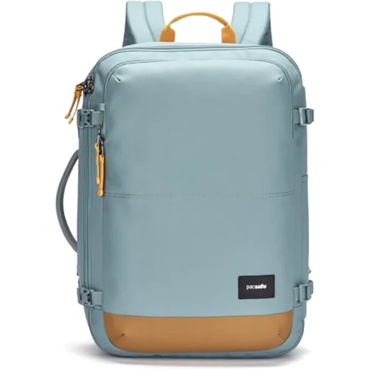 Pacsafe Trekkingrucksack GO 34L Carry-On, Diebstahlsicherer Reiserucksack aus wasserabweisendem, recyceltem Polyester, passend für Flugzeuggepäckfächer – Bild 1