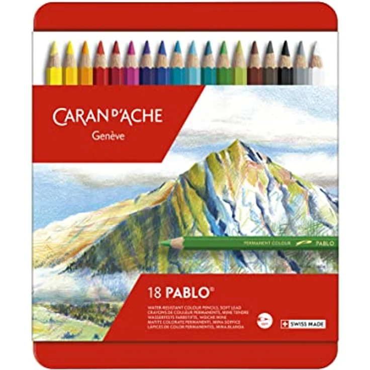 Caran d´Ache 0666.318 Pablo Farbstifte Metalletui mit 18 Farben, Grau – Bild 1