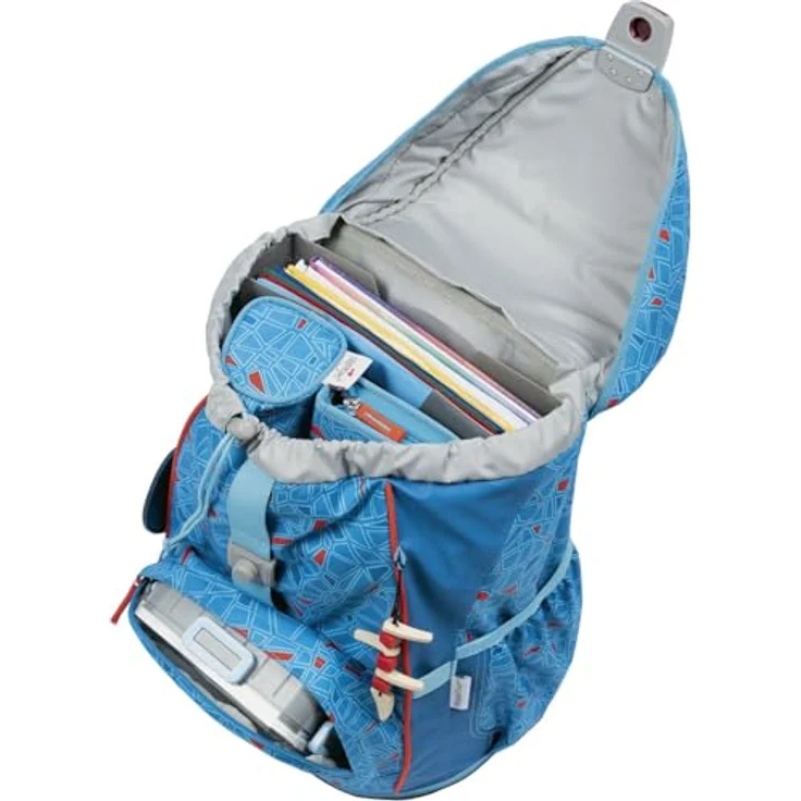 DerDieDas Schulranzen ErgoFlex Light Superflash Set 6-teilig, robustes Material, komfortable Träger, vielseitige Taschen, Blue Ice blau – Bild 6