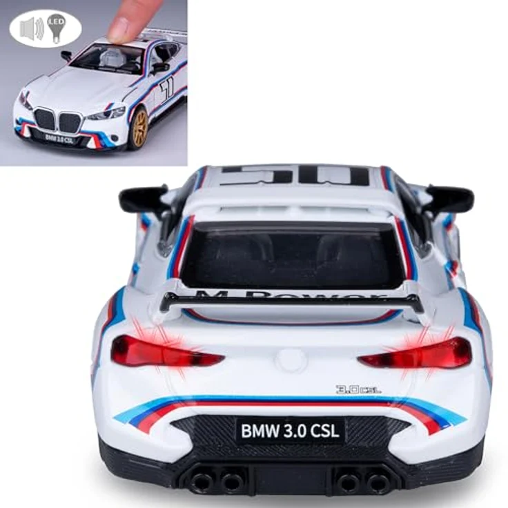 JAMARA 402622 BMW 3.0 CSL Diecast 1:34, Modellauto mit LED Licht, manuell öffnenden Türen und Rückzugmotor, Geschenkidee für Kinder – Bild 5