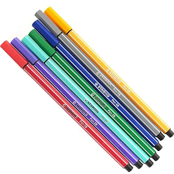 STABILO Premium-Filzstift Pen 68, Farbintensiver Filzstift mit 1 mm Strichstärke, kobaltblau hell – Bild 4