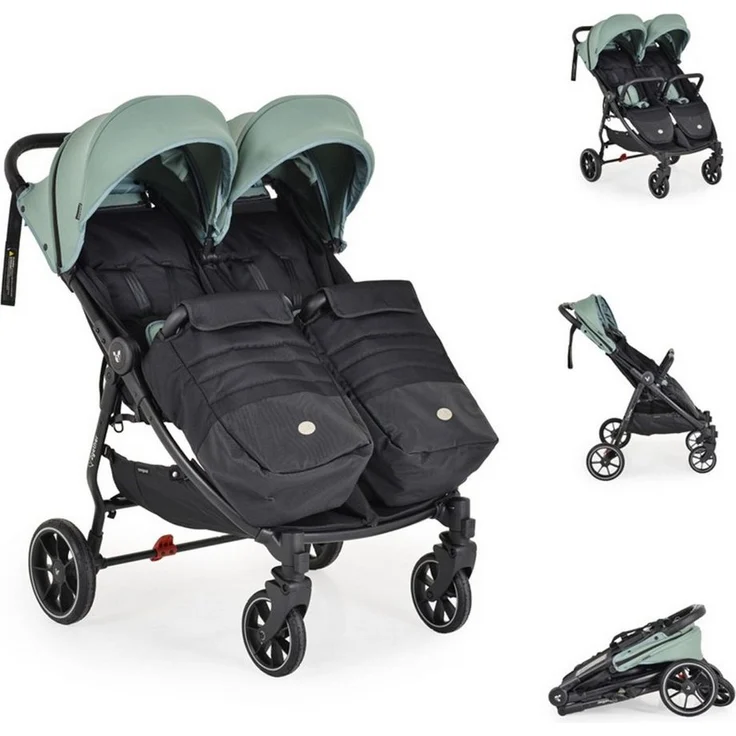 "Cangaroo Geschwisterwagen Zwillingskinderwagen 2Gether, Aluminiumrahmen, faltbar, in Schwarz" – Bild 1