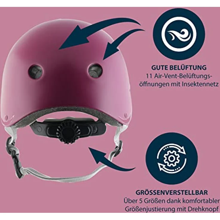 HUDORA Skaterhelm, Berry, Gr. 56-60, Kinderfahrradhelm mit stoßsicherer ABS-Schale und Air-Vent-Belüftungssystem – Bild 2