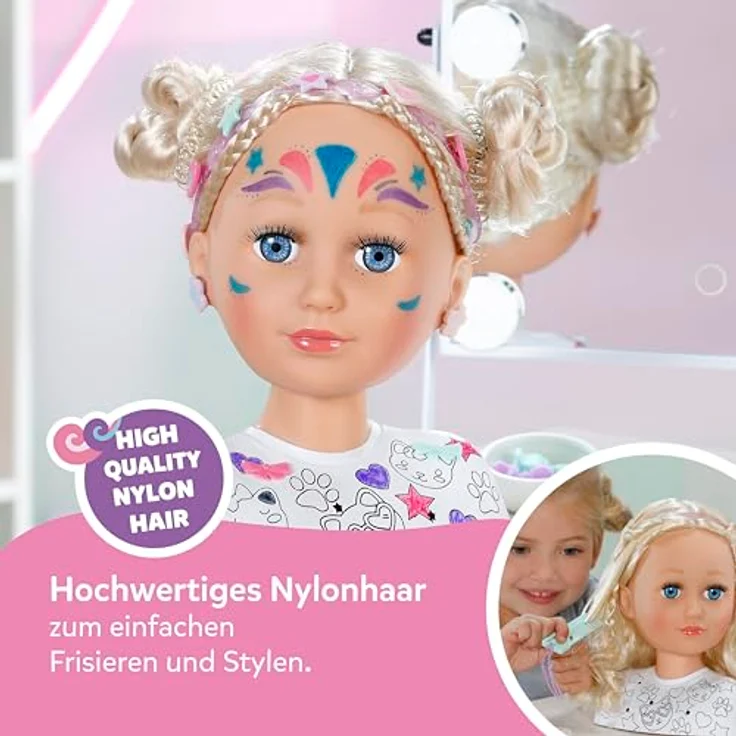 BABY Born Stylingkopf Kreativ, Frisieren und Bemalen mit abwaschbaren Markern, über 20 Accessoires – Bild 4