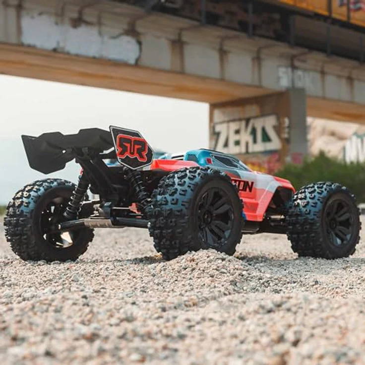 ARRMA KRATON 4X4 1/8 V6 Brushless RC Truck RTR, 6S BLX Speed Truck mit clipless-Schnellverschluss, Blau/Orange – Bild 3