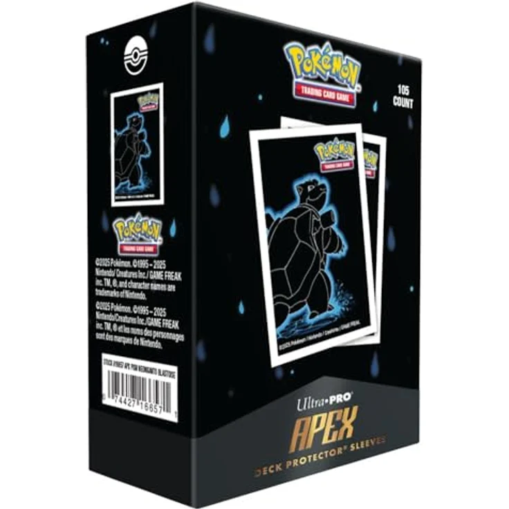 Ultra Pro - Neon Kanto APEX Deck Protector Sleeves Turtok, 105 Stück, neonfarbenes Blastoise-Motiv auf schwarzem Hintergrund – Bild 1
