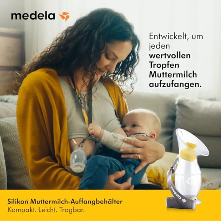 Medela Muttermilch-Auffangbehälter für stillende Mütter, Milch-Auffänger aus Silikon, Milch-Auffänger mit Saugfuß und Deckel zur Aufbewahrung für das tägliche Stillen, 101044201, Transparent – Bild 3