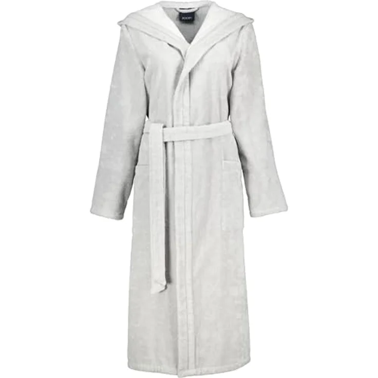 Joop! Classic Bademantel mit Kapuze für Damen, grau, aus extraflauschigem Walkfrottier, hautfreundlich, gesticktes Logo – Bild 1