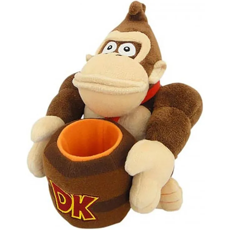The Other Together Plus – Super Mario – Donkey Kong mit Fass – Plüschtier, 21 cm, mehrfarbig, hochwertiger Kuschelspaß