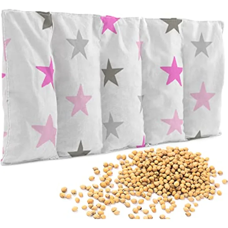 Amilian Kirschkernkissen 55 x 20 cm Wärmekissen Mikrowelle Körnerkissen Kirschkernsack Kirschkern Kissen für Kinder Erwachsene ideal als Massagekissen Kältekissen Sternchen Groß Rosa