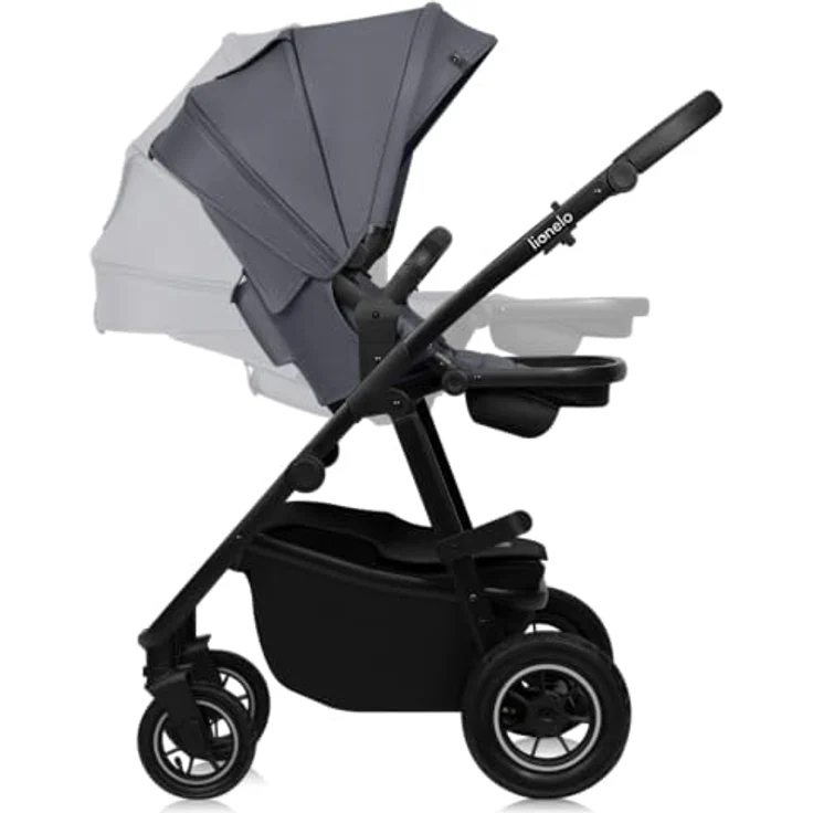 Lionelo AMBER PLUS 3-in-1 Kinderwagen, Geländeräder, XXL-Verdeck, blau – Bild 2