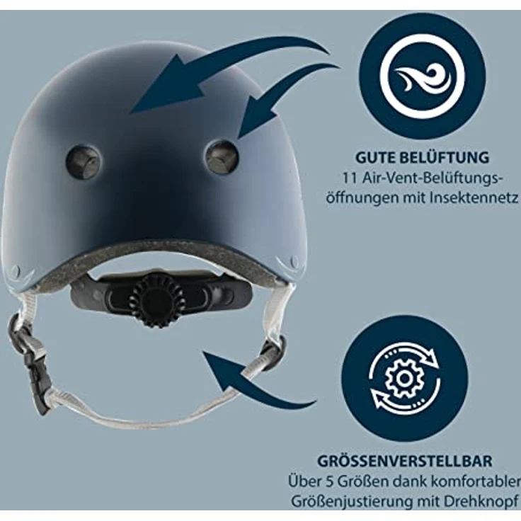 HUDORA Skaterhelm, Midnight, Gr. 48-52 - Robust & Sicher, Komfortabel, Gute Belüftung, Gemütlich - Preisvergleich – Bild 2