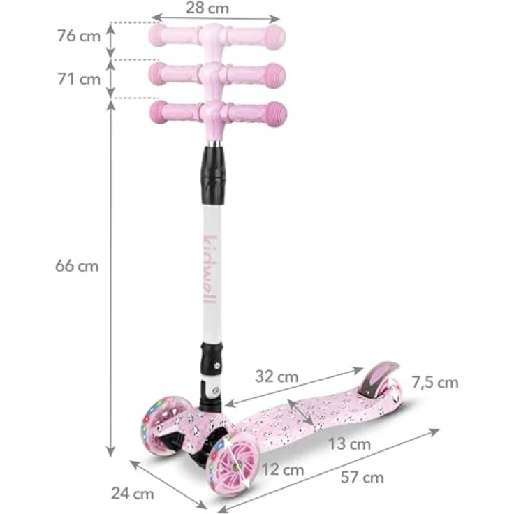 COIL VENTO Dreiradscooter Kinderroller, Balance-Roller mit ABEC-7-Lagern, 3-stufiger Lenkradverstellung und LED-Rädern – Bild 9