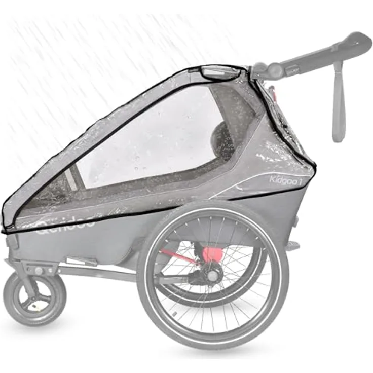 Qeridoo Kinderwagen-Regenschutzhülle Kidgoo 1, Regenschutz Regenverdeck für Qeridoo Fahrradanhänger Kidgoo 1, transparente Folie mit Belüftungslöchern, Polyethylen, passend für Qeridoo Kidgoo 1